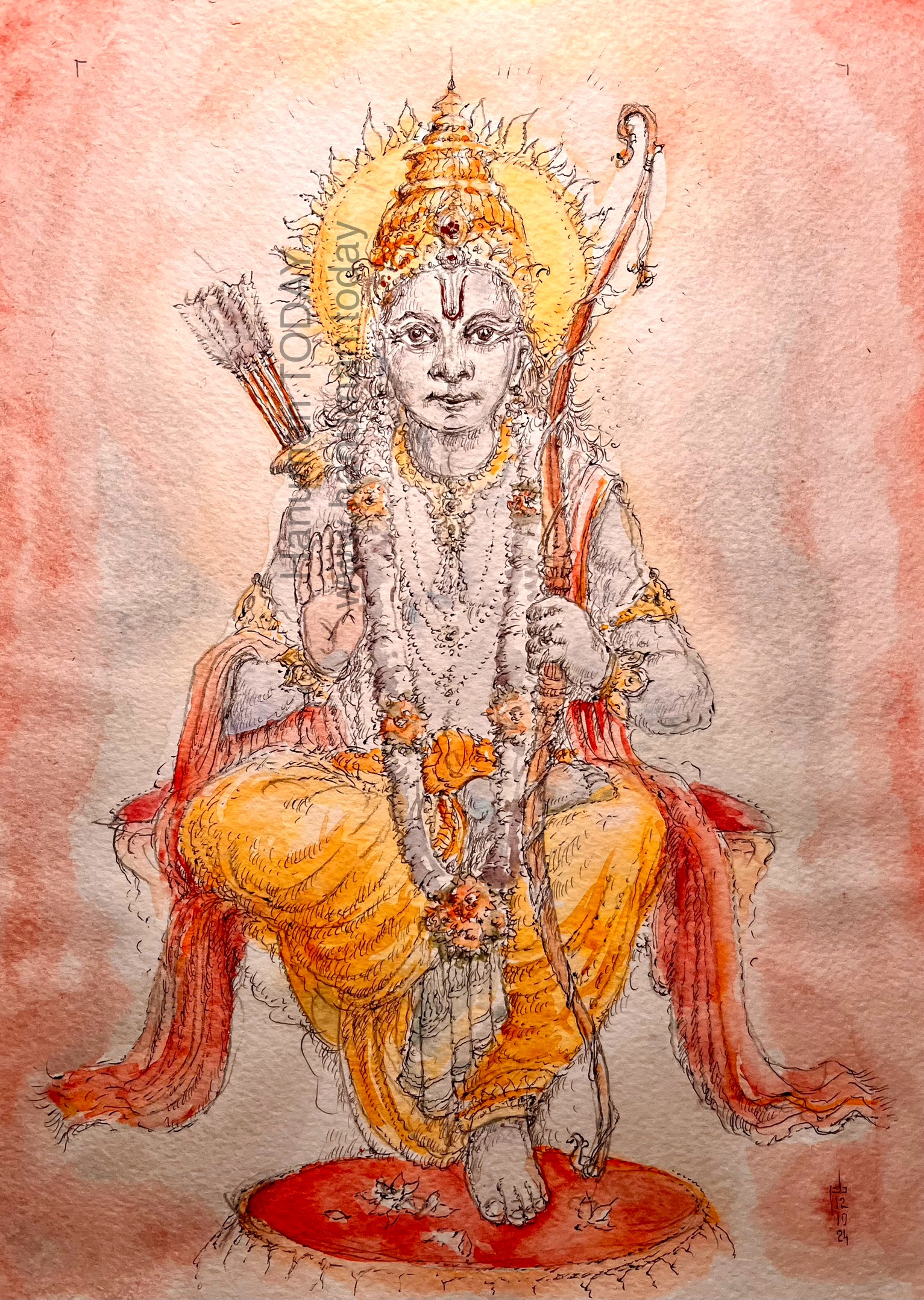 You are currently viewing I was working on a drawing of Ramji during the Navratri.. now I’m back to Hanumanji